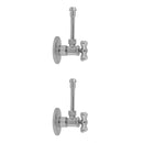 Multi Turn Angle Pattern 5/8" O.D. Compression (Fits 1/2" Copper) x 3/8" O.D. Faucet Supply Kit with Cross Handle, 20" Supply Tubes, Escutcheons - Stellar Hardware and Bath 