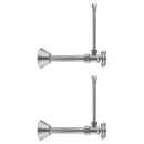 Multi Turn Angle Pattern 5/8" O.D. Compression (Fits 1/2" Copper) x 3/8" O.D. Faucet Supply Kit with Cross Handle, 20" Supply Tubes, Cover Tubes, Escutcheons - Stellar Hardware and Bath 