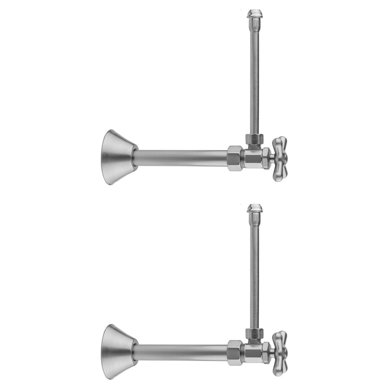 Multi Turn Angle Pattern 5/8" O.D. Compression (Fits 1/2" Copper) x 3/8" O.D. Faucet Supply Kit with Cross Handle, 20" Supply Tubes, Cover Tubes, Escutcheons - Stellar Hardware and Bath 