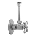 Multi Turn Angle Pattern 5/8" O.D. Compression (Fits 1/2" Copper) x 3/8" O.D. Toilet Supply Kit with Cross Handle, 20" Supply Tube, Escutcheon - Stellar Hardware and Bath 