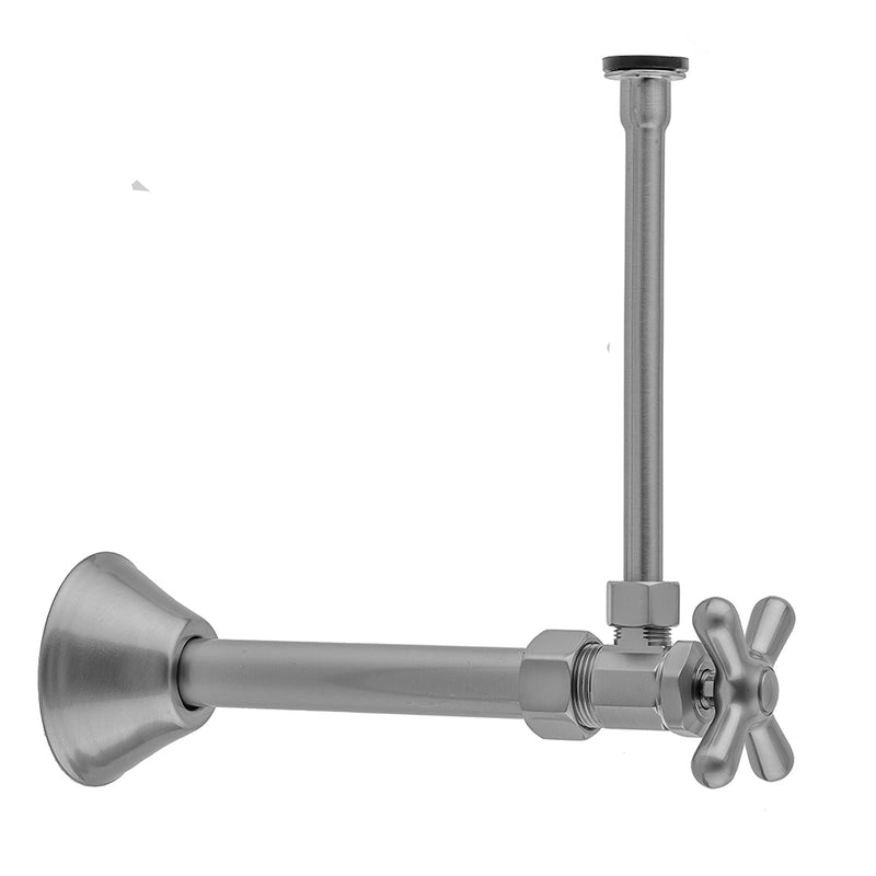 Multi Turn Angle Pattern 5/8" O.D. Compression (Fits 1/2" Copper) x 3/8" O.D. Toilet Supply Kit with Cross Handle, 20" Supply Tube, Cover Tube, Escutcheon - Stellar Hardware and Bath 