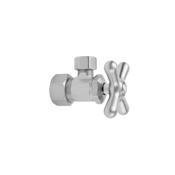 Multi Turn Angle Pattern 5/8" O.D. Compression (Fits 1/2" Copper) x 3/8" O.D. Supply Valve with Cross Handle - Stellar Hardware and Bath 