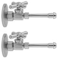 Multi Turn Straight Pattern 5/8" O.D. Compression (Fits 1/2" Copper) x 3/8" O.D. Faucet Supply Kit with Cross Handle, 20" Supply Tubes, Escutcheons - Stellar Hardware and Bath 