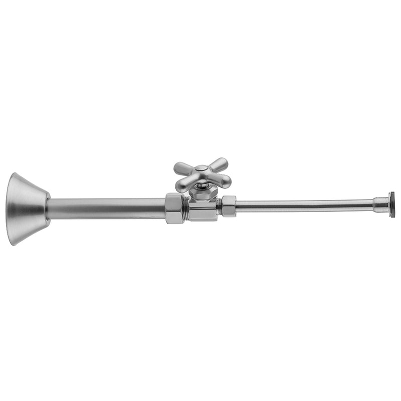 Multi Turn Straight Pattern 5/8" O.D. Compression (Fits 1/2" Copper) x 3/8" O.D. Toilet Supply Kit with Cross Handle, 20" Supply Tube, Cover Tube, Escutcheon - Stellar Hardware and Bath 