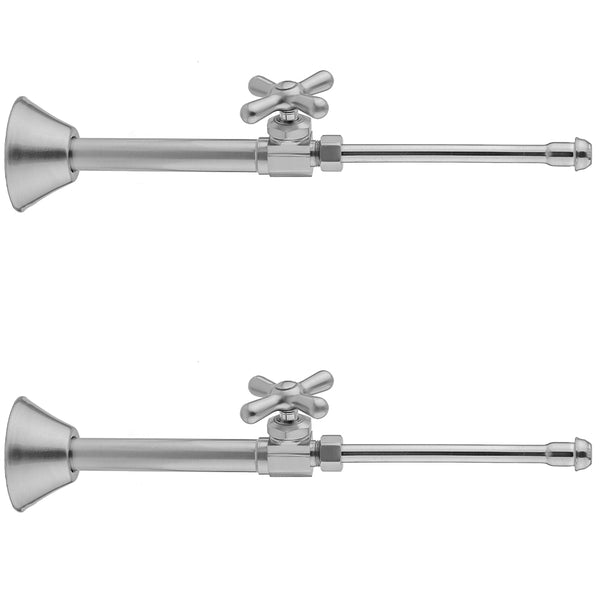 Multi Turn Straight Pattern 1/2" Copper (Sweat Fit) x 3/8" O.D. Faucet Supply Kit with Cross Handle, 20" Supply Tubes, Escutcheons - Stellar Hardware and Bath 