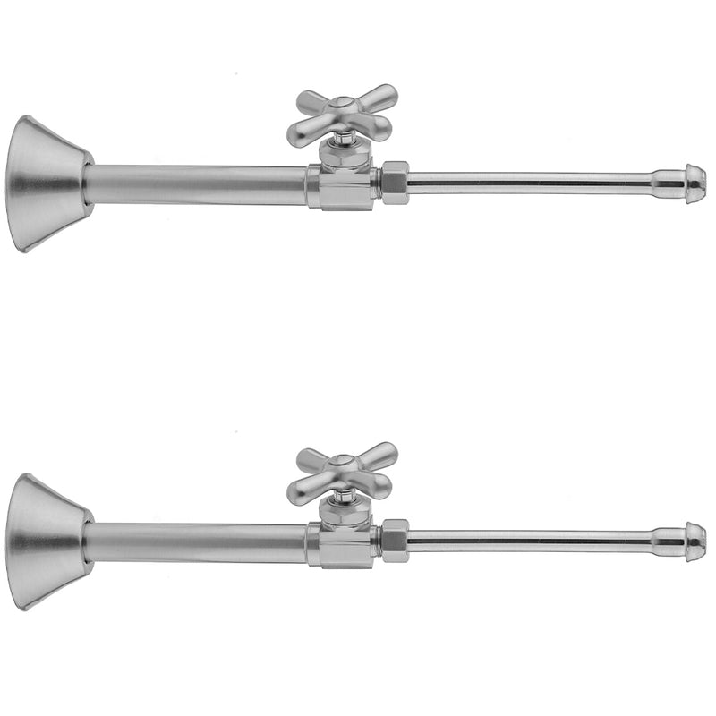 Multi Turn Straight Pattern 1/2" Copper (Sweat Fit) x 3/8" O.D. Faucet Supply Kit with Cross Handle, 20" Supply Tubes, Escutcheons - Stellar Hardware and Bath 