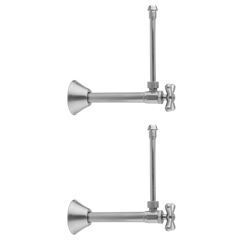 Multi Turn Angle Pattern 1/2" Copper (Sweat Fit) x 3/8" O.D. Faucet Supply Kit with Cross Handle, 20" Supply Tubes, Escutcheons - Stellar Hardware and Bath 