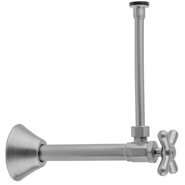 Multi Turn Angle Pattern 1/2" Copper (Sweat Fit) x 3/8" O.D. Toilet Supply Kit with Cross Handle, 12" Supply Tube, Escutcheon - Stellar Hardware and Bath 