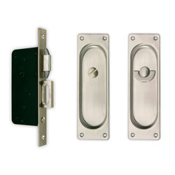 6000SMP POCKET DOOR LOCK SQUARE PLATE, PRIVACY SET WITH GRAVITY PULL - Stellar Hardware and Bath 