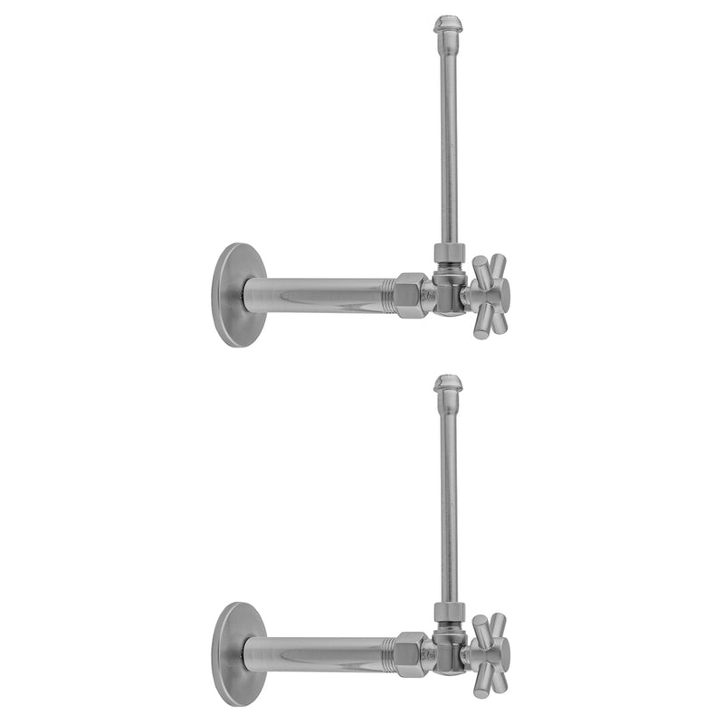 Quarter Turn Angle Pattern 3/8" IPS x 3/8" O.D. Faucet Supply Kit with Contempo Cross Handle, 20" Supply Tubes, Escutcheons - Stellar Hardware and Bath 