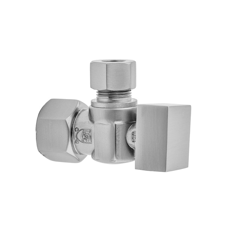 Quarter Turn Angle Pattern 3/8" IPS x 3/8" O.D. Supply Valve with Square Handle - Stellar Hardware and Bath 