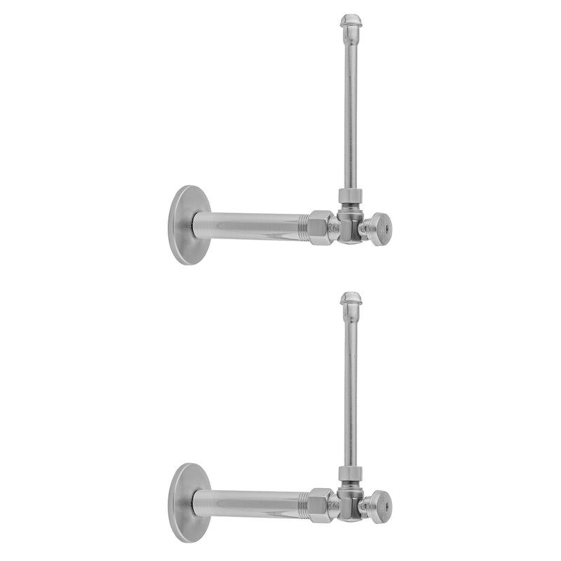 Quarter Turn Angle Pattern 1/2" IPS x 3/8" O.D. Faucet Supply Kit with Oval Handle, 20" Supply Tubes, Escutcheons - Stellar Hardware and Bath 