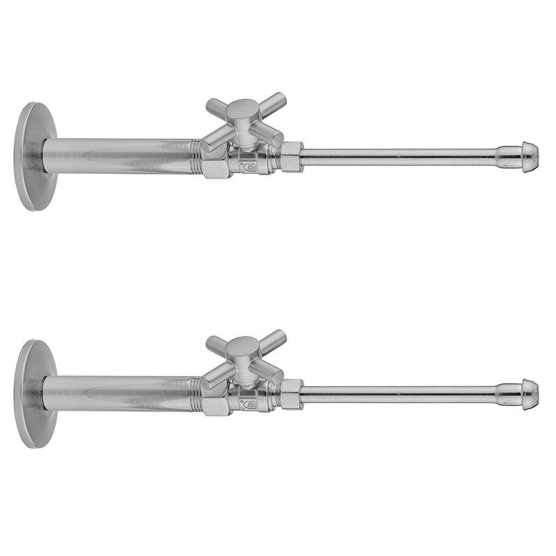 Quarter Turn Straight Pattern 1/2" IPS x 3/8" O.D. Faucet Supply Kit with Contempo Cross Handle, 20" Supply Tubes, Escutcheons - Stellar Hardware and Bath 