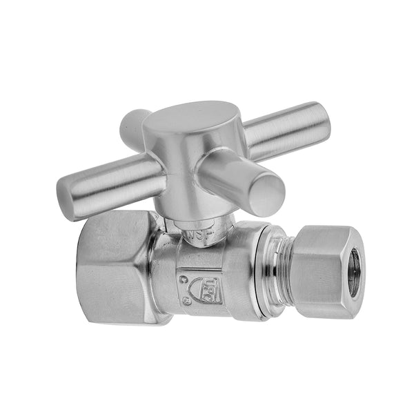 Quarter Turn Straight Pattern 1/2" IPS x 1/2" O.D. Supply Valve with Contempo Cross Handle - Stellar Hardware and Bath 
