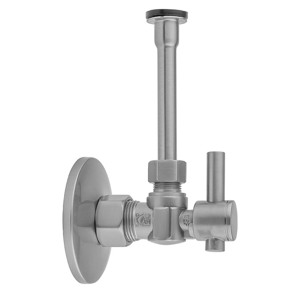 Quarter Turn Angle Pattern 5/8" O.D. Compression (Fits 1/2" Copper) x 3/8" O.D. Toilet Supply Kit Contempo Lever Handle, 20" Supply Tube, Escutcheon - Stellar Hardware and Bath 