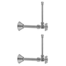 Quarter Turn Angle Pattern 5/8" O.D. Compression (Fits 1/2" Copper) x 3/8" O.D. Faucet Supply Kit Contempo Cross, 20" Supply Tubes, Cover Tube, Escutcheons - Stellar Hardware and Bath 