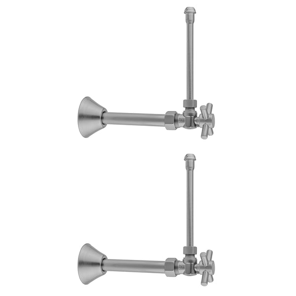 Quarter Turn Angle Pattern 5/8" O.D. Compression (Fits 1/2" Copper) x 3/8" O.D. Faucet Supply Kit Contempo Cross, 20" Supply Tubes, Cover Tube, Escutcheons - Stellar Hardware and Bath 