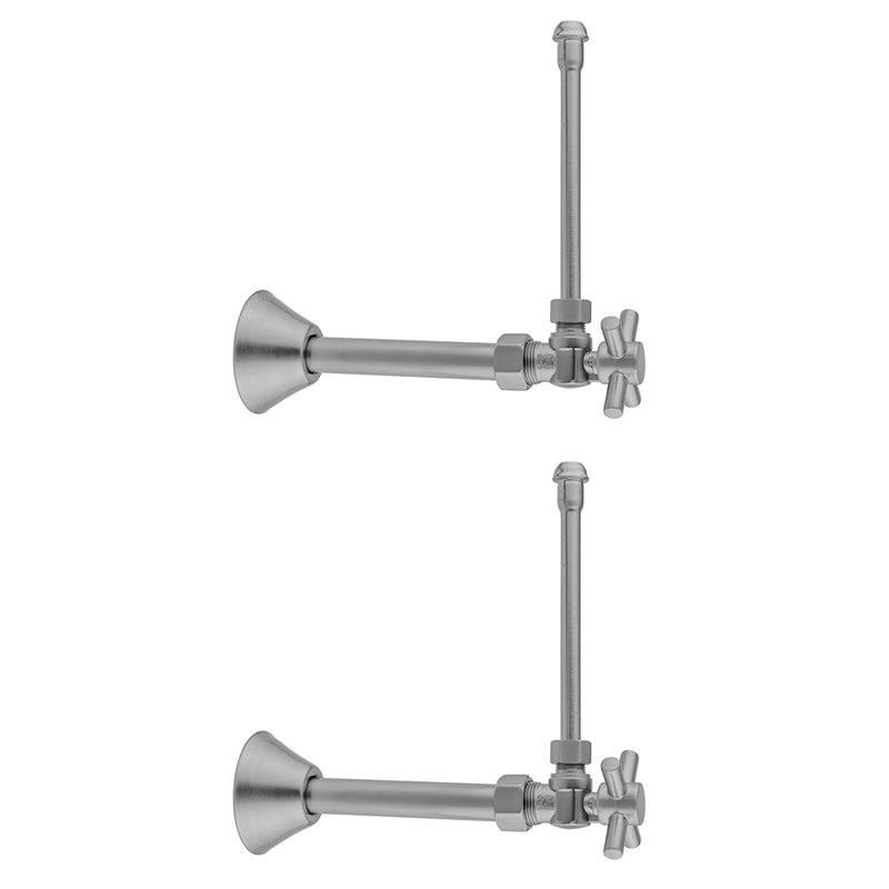 Quarter Turn Angle Pattern 5/8" O.D. Compression (Fits 1/2" Copper) x 3/8" O.D. Faucet Supply Kit Contempo Cross, 20" Supply Tubes, Cover Tube, Escutcheons - Stellar Hardware and Bath 