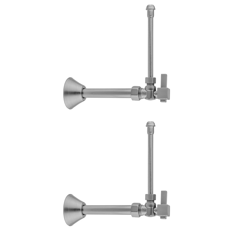 Quarter Turn Angle Pattern 5/8" O.D. Compression (Fits 1/2" Copper) x 3/8" O.D. Faucet Supply Kit Square Lever, 20" Supply Tubes Cover Tubes, Escutcheons - Stellar Hardware and Bath 