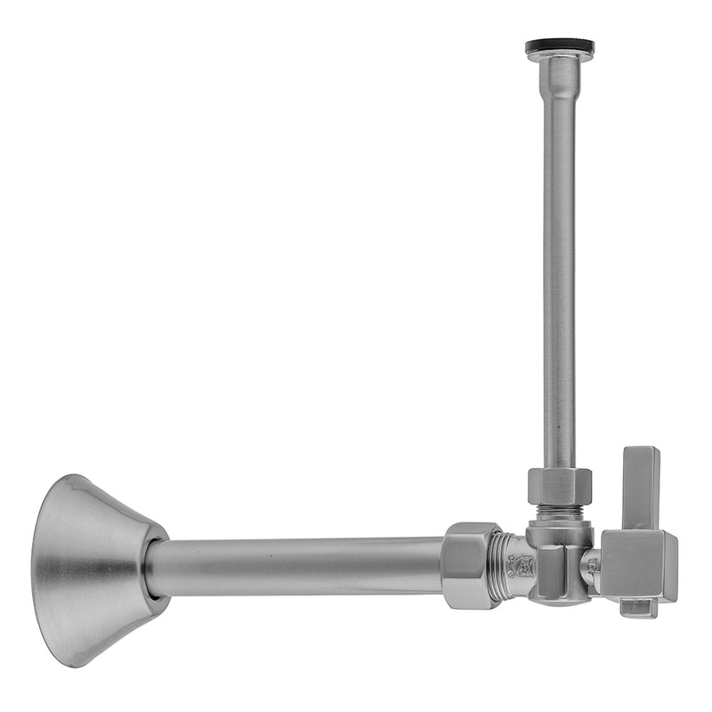 Quarter Turn Angle Pattern 5/8" O.D. Compression (Fits 1/2" Copper) x 3/8" O.D. Toilet Supply Kit Square Lever Handle, 12" Supply Tube, Cover Tube, Escutcheon - Stellar Hardware and Bath 