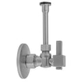 Quarter Turn Angle Pattern 5/8" O.D. Compression (Fits 1/2" Copper) x 3/8" O.D. Toilet Supply Kit Square Lever Handle, 20" Supply Tube, Escutcheon - Stellar Hardware and Bath 