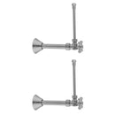 Quarter Turn Angle Pattern 5/8" O.D. Compression (Fits 1/2" Copper) x 3/8" O.D. Faucet Supply Kit Standard Cross Handle, 20" Supply Tubes, Cover Tubes, Escutcheons - Stellar Hardware and Bath 