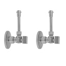 Quarter Turn Angle Pattern 5/8" O.D. Compression (Fits 1/2" Copper) x 3/8" O.D. Faucet Supply Kit with Square Handle, 20" Supply Tubes, Escutcheons - Stellar Hardware and Bath 