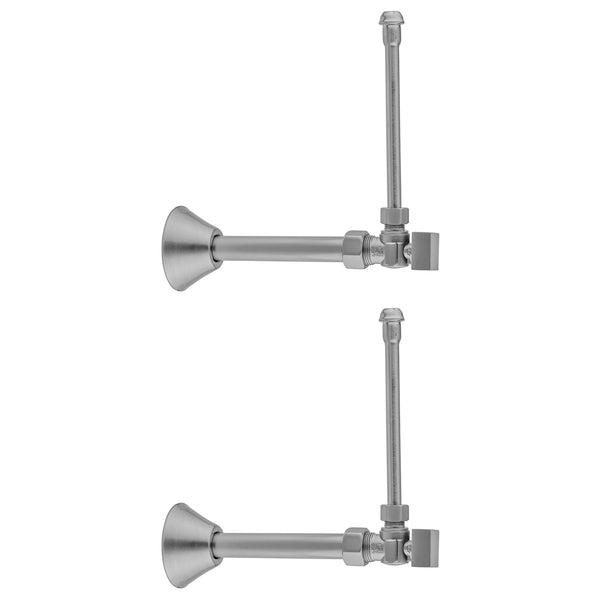 Quarter Turn Angle Pattern 5/8" O.D. Compression (Fits 1/2" Copper) x 3/8" O.D. Faucet Supply Kit with Square Handle, 20" Supply Tubes, Cover Tube, Escutcheons - Stellar Hardware and Bath 