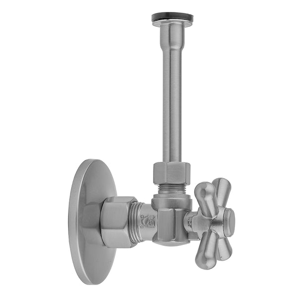 Quarter Turn Angle Pattern 5/8" O.D. Compression (Fits 1/2" Copper) x 3/8" O.D. Toilet Supply Kit Standard Cross Handle, 20" Supply Tube, Escutcheon - Stellar Hardware and Bath 