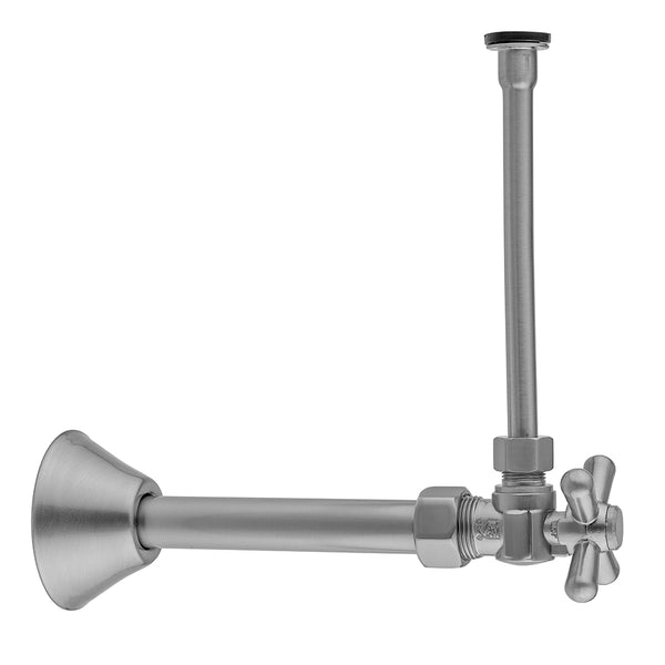 Quarter Turn Angle Pattern 5/8" O.D. Compression (Fits 1/2" Copper) x 3/8" O.D. Toilet Supply Kit Standard Cross Handle, 20" Supply Tube Cover Tube, Escutcheon - Stellar Hardware and Bath 