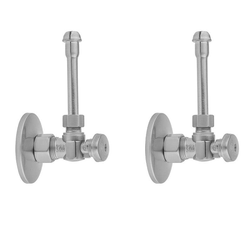 Quarter Turn Angle Pattern 5/8" O.D. Compression (Fits 1/2" Copper) x 3/8" O.D. Faucet Supply Kit with Oval Handle, 20" Supply Tubes, Escutcheons - Stellar Hardware and Bath 