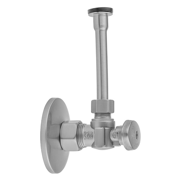 Quarter Turn Angle Pattern 5/8" O.D. Compression (Fits 1/2" Copper) x 3/8" O.D. Toilet Supply Kit Oval Handle, 20" Supply Tube, Escutcheon - Stellar Hardware and Bath 