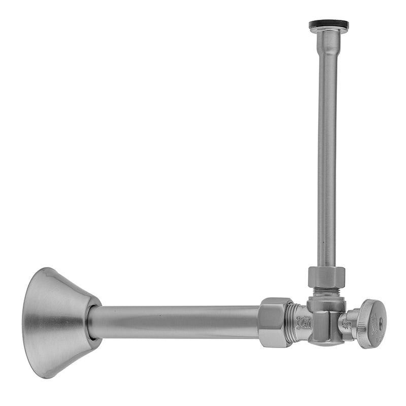 Quarter Turn Angle Pattern 5/8" O.D. Compression (Fits 1/2" Copper) x 3/8" O.D. Toilet Supply Kit Oval Handle, 20" Supply Tube, Cover Tube, Escutcheon - Stellar Hardware and Bath 