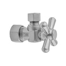 Quarter Turn Angle Pattern 5/8" O.D. Compression (FITS 1/2" Copper) x 3/8" O.D. Supply Valve with Standard Cross Handle - Stellar Hardware and Bath 