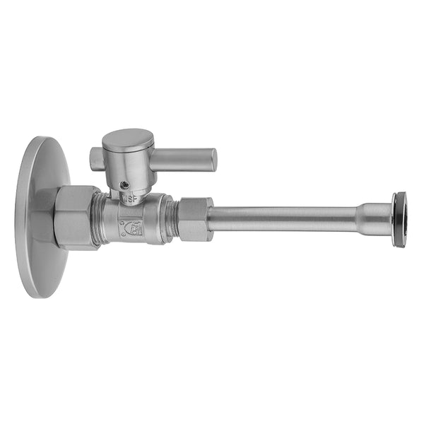 Quarter Turn Straight Pattern 5/8" O.D. Compression (Fits 1/2" Copper) x 3/8" O.D. Toilet Supply Kit with Contempo Lever Handle, 12" Supply Tube, Escutcheon - Stellar Hardware and Bath 