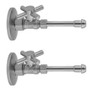 Quarter Turn Straight Pattern 5/8" O.D. Compression (Fits 1/2" Copper) x 3/8" O.D. Faucet Supply Kit with Contempo Cross Handle, 20" Supply Tubes, Escutcheons - Stellar Hardware and Bath 