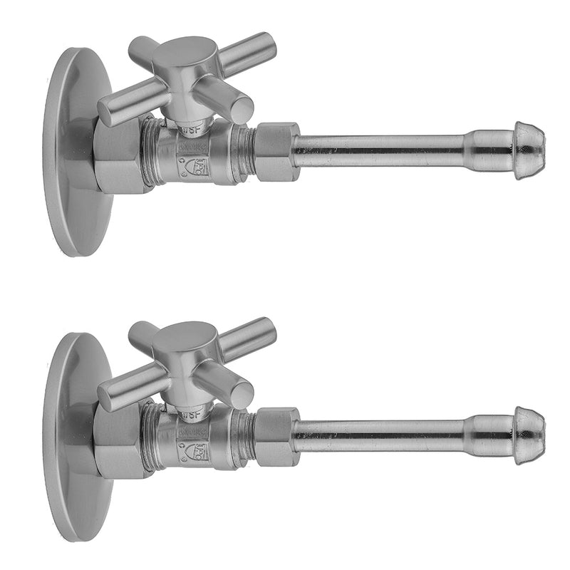 Quarter Turn Straight Pattern 5/8" O.D. Compression (Fits 1/2" Copper) x 3/8" O.D. Faucet Supply Kit with Contempo Cross Handle, 20" Supply Tubes, Escutcheons - Stellar Hardware and Bath 