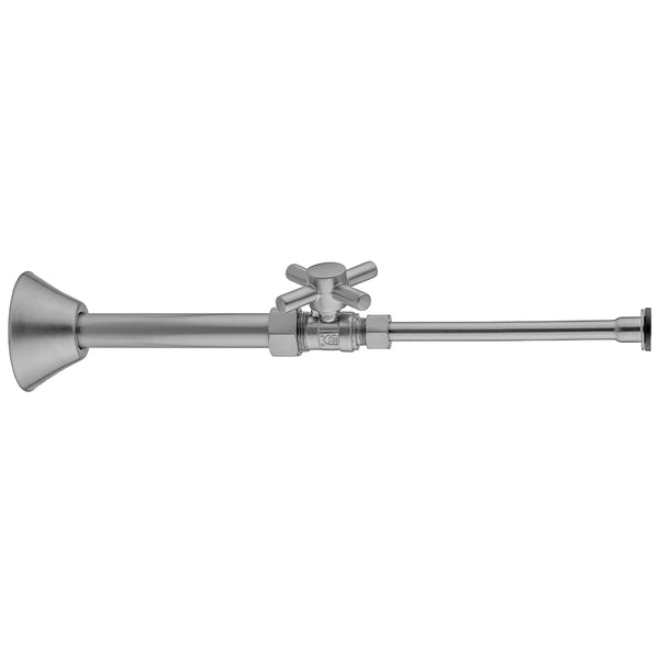 Quarter Turn Straight Pattern 5/8" O.D. Compression (Fits 1/2" Copper) x 3/8" O.D. Toilet Supply Kit Contempo Cross, 12" Supply Tube Cover Tube, Escutcheon - Stellar Hardware and Bath 
