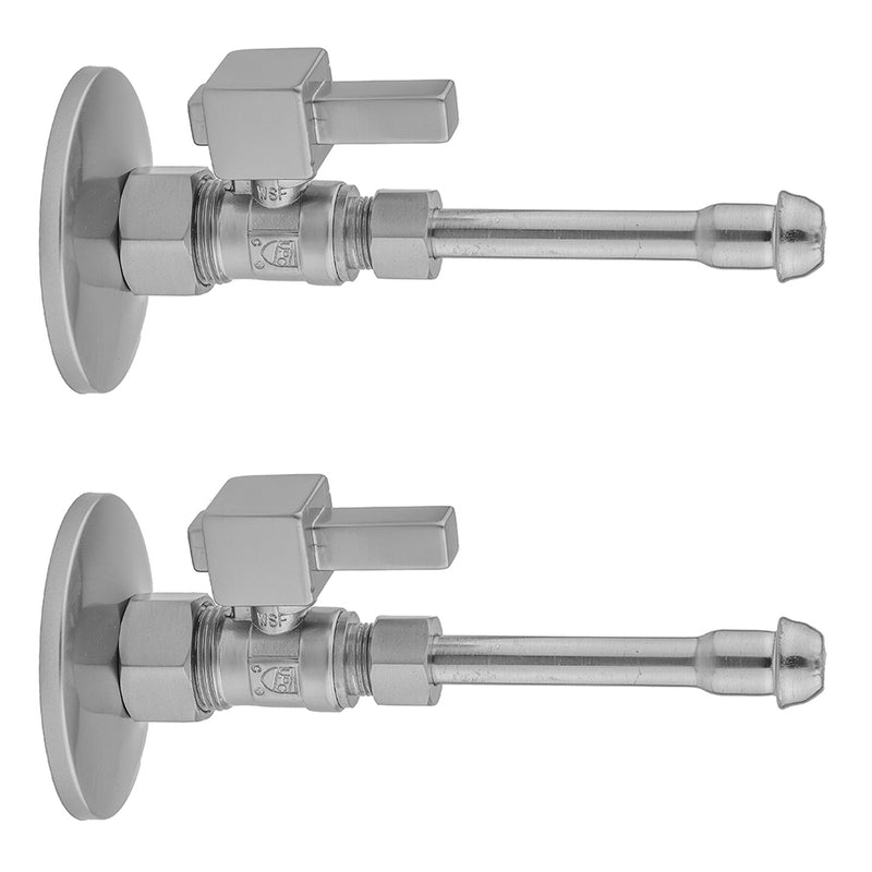 Quarter Turn Straight Pattern 5/8" O.D. Compression (Fits 1/2" Copper) x 3/8" O.D. Faucet Supply Kit Contempo Cross Handle, 20" Supply Tubes, Escutcheons - Stellar Hardware and Bath 