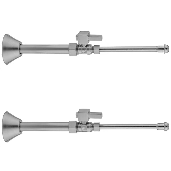 Quarter Turn Straight Pattern 5/8" O.D. Compression (Fits 1/2" Copper) x 3/8" O.D. Faucet Supply Kit Square Lever, 20" Supply Tubes, Cover Tubes, Escutcheons - Stellar Hardware and Bath 