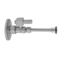 Quarter Turn Straight Pattern 5/8" O.D. Compression (Fits 1/2" Copper) x 3/8" O.D. Toilet Supply Kit with Square Lever Handle, 12" Supply Tube, Escutcheon - Stellar Hardware and Bath 