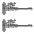 Quarter Turn Straight Pattern 5/8" O.D. Compression (Fits 1/2" Copper) x 3/8" O.D. Faucet Supply Kit with Standard Cross Handle, 20" Supply Tubes, Escutcheons - Stellar Hardware and Bath 
