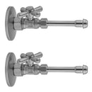 Quarter Turn Straight Pattern 5/8" O.D. Compression (Fits 1/2" Copper) x 3/8" O.D. Faucet Supply Kit with Standard Cross Handle, 20" Supply Tubes, Escutcheons - Stellar Hardware and Bath 
