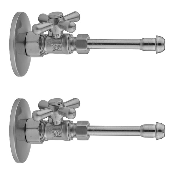 Quarter Turn Straight Pattern 5/8" O.D. Compression (Fits 1/2" Copper) x 3/8" O.D. Faucet Supply Kit with Standard Cross Handle, 20" Supply Tubes, Escutcheons - Stellar Hardware and Bath 