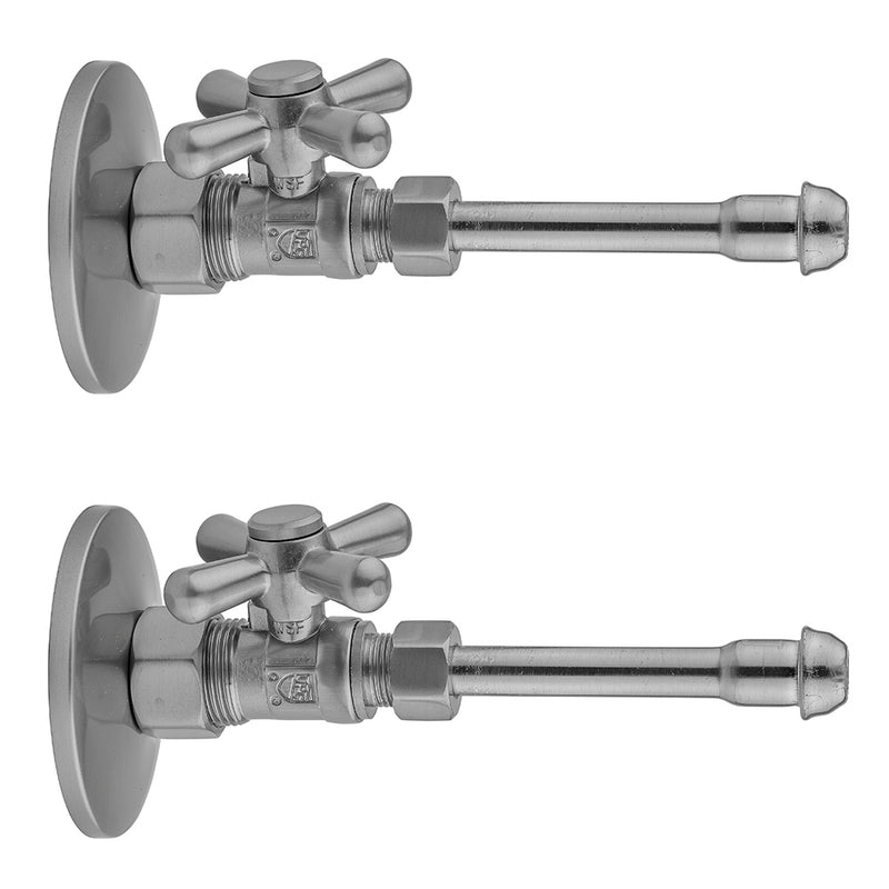 Quarter Turn Straight Pattern 5/8" O.D. Compression (Fits 1/2" Copper) x 3/8" O.D. Faucet Supply Kit with Standard Cross Handle, 20" Supply Tubes, Escutcheons - Stellar Hardware and Bath 