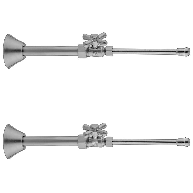 Quarter Turn Straight Pattern 5/8" O.D. Compression (Fits 1/2" Copper) x 3/8" O.D. Faucet Supply Kit Standard Cross Handle, 20" Supply Tubes, Cover Tubes, Escutcheons - Stellar Hardware and Bath 