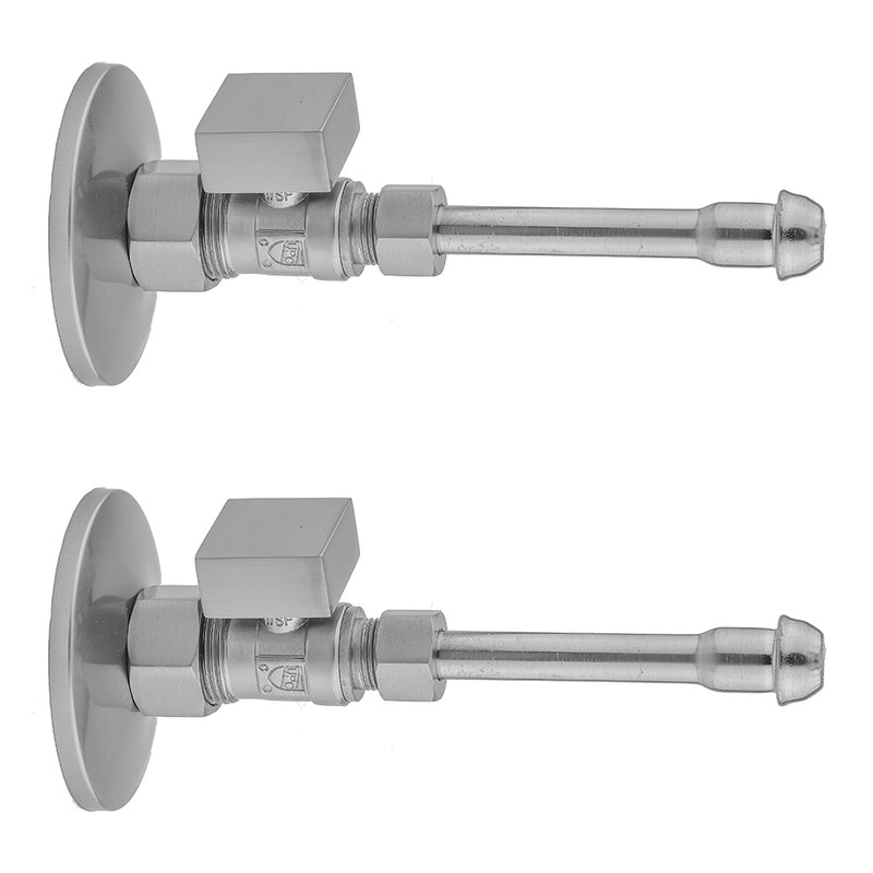 Quarter Turn Straight Pattern 5/8" O.D. Compression (Fits 1/2" Copper) x 3/8" O.D. Faucet Supply Kit with Square Handle, 20" Supply Tubes, Escutcheons - Stellar Hardware and Bath 