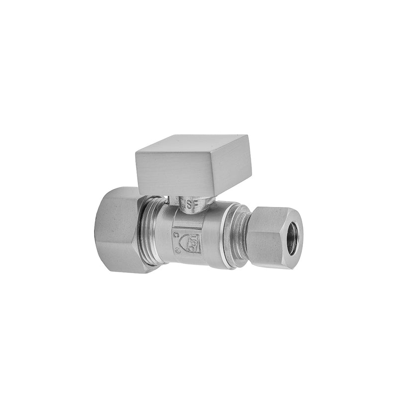 Quarter Turn Straight Pattern 5/8" O.D. Compression (Fits 1/2" Copper) x 3/8" O.D. Supply Valve with Square Handle - Stellar Hardware and Bath 