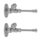 Quarter Turn Straight Pattern 5/8" O.D. Compression (Fits 1/2" Copper) x 3/8" O.D. Faucet Supply Kit with Oval Handle, 20" Supply Tubes, Escutcheons - Stellar Hardware and Bath 