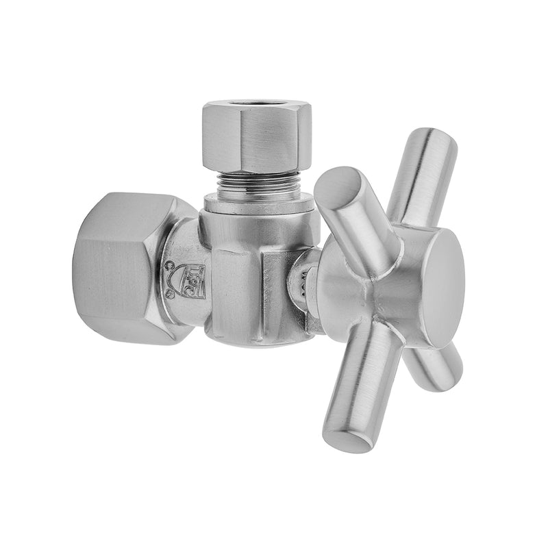 Quarter Turn Angle Pattern 1/2" IPS x 1/2" O.D. Supply Valve with Contempo Cross Handle - Stellar Hardware and Bath 